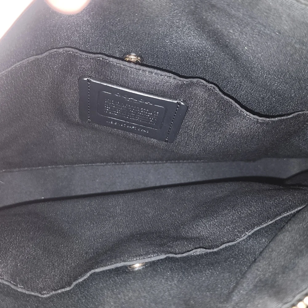 Coach Brown Signature Leather Satchel with Black Trim - Picture 5 of 5